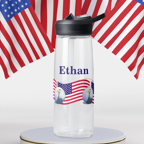 American Flag And Eagle Water Bottle
