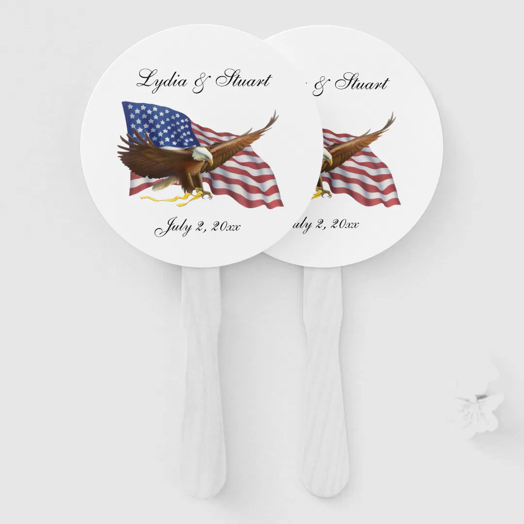 American Flag and Eagle Wedding Hand Fan (Front and Back)