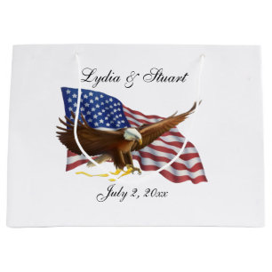 American Flag and Eagle Wedding Large Gift Bag