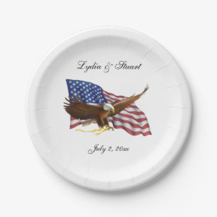 American Flag and Eagle Wedding Paper Plates