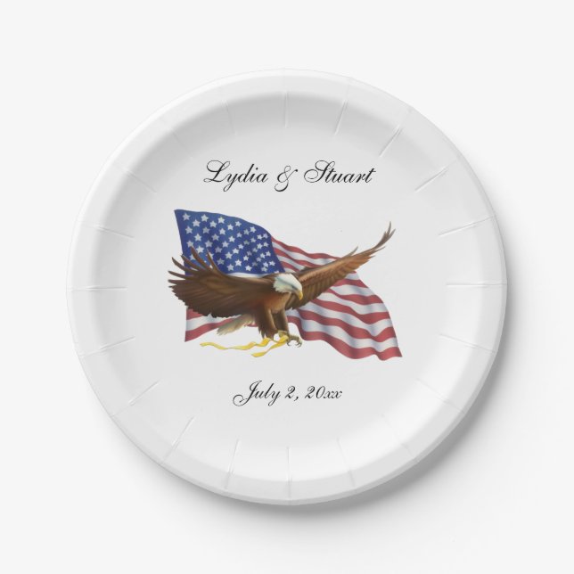 American Flag and Eagle Wedding Paper Plates (Front)