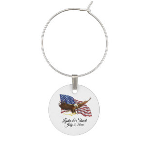 American Flag and Eagle Wedding Wine Charm