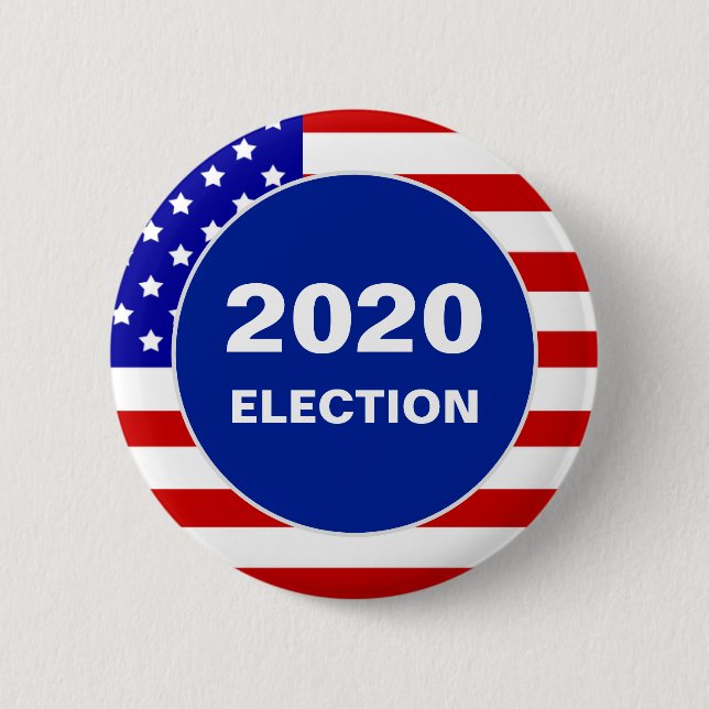 American flag and editable 2020 election text button (Front)
