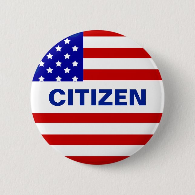 American flag and editable citizen text button (Front)
