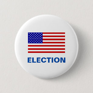 American flag and election text button