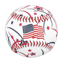 American Flag and Fireworks Baseball