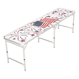 American Flag and Fireworks Beer Pong Table
