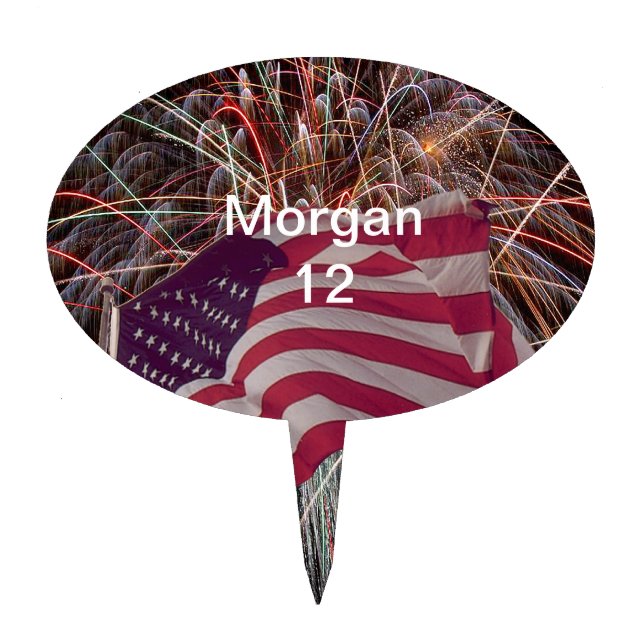 American Flag and Fireworks Cake Topper (Front)