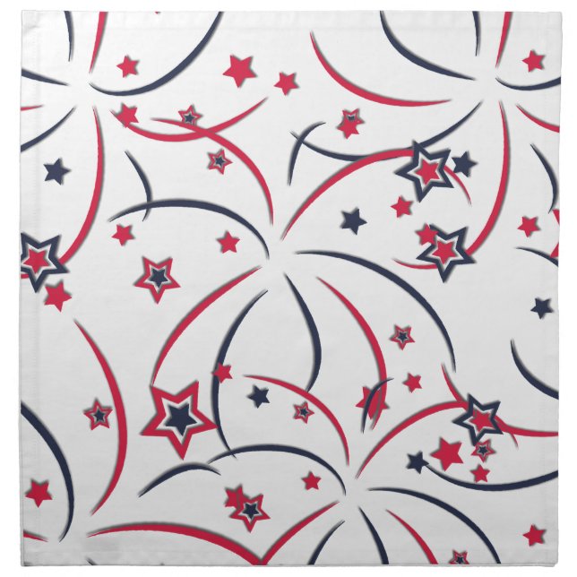American Flag and Fireworks Cloth Napkin (Front)