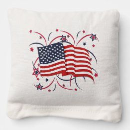 American Flag and Fireworks Cornhole Bags