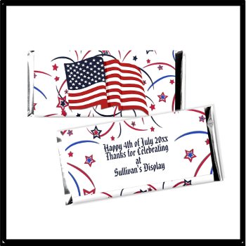 American Flag and Fireworks Custom Text