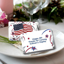American Flag and Fireworks Custom Text Hershey's Miniatures