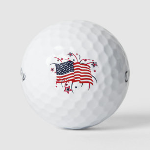 American Flag and Fireworks Golf Balls