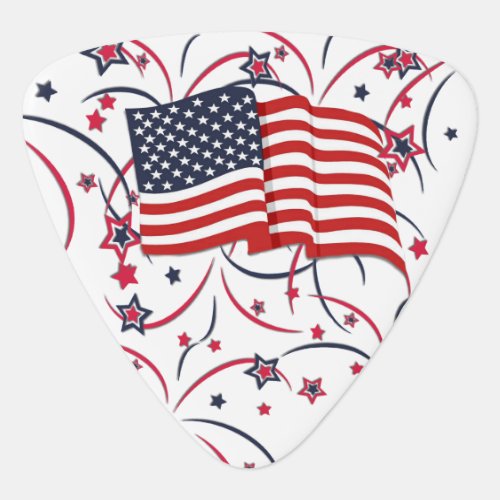 American Flag and Fireworks Guitar Pick
