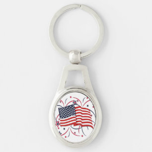 American Flag and Fireworks Keychain