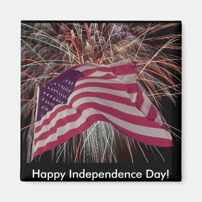 American Flag and Fireworks Magnet (Front)
