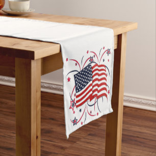 American Flag and Fireworks Medium Table Runner