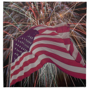 American Flag and Fireworks Napkin
