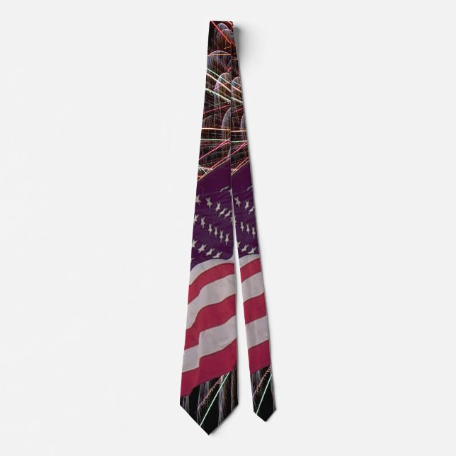 American Flag and Fireworks Neck Tie (Front)