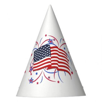 American Flag and Fireworks Party Hat
