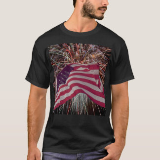 American Flag and Fireworks T-Shirt