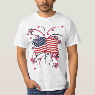 American Flag and Fireworks T-Shirt