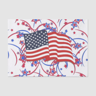 American Flag and Fireworks Tissue Paper