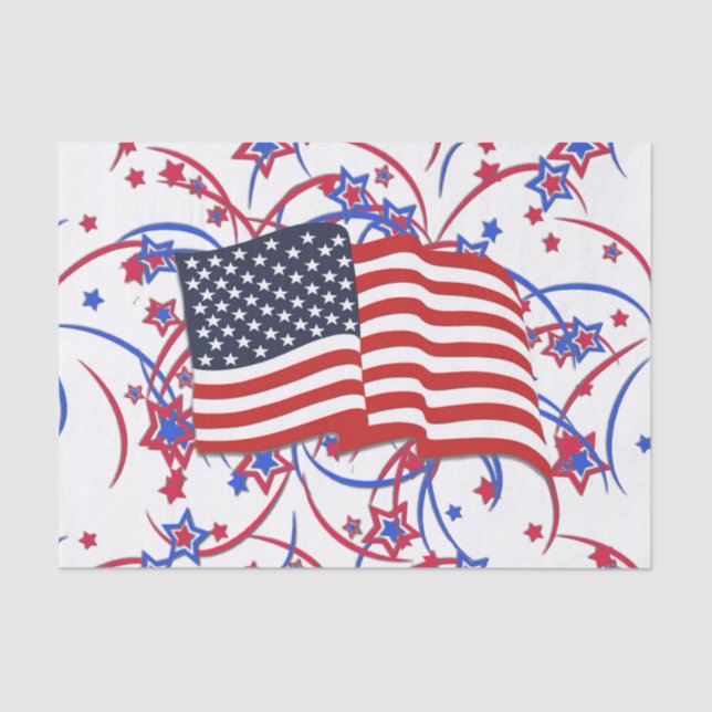 American Flag and Fireworks Tissue Paper (Front)