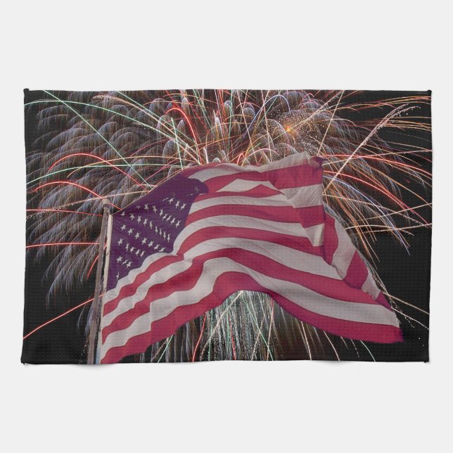 American Flag and Fireworks Towel (Horizontal)