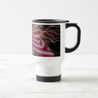 American Flag and Fireworks Travel Mug
