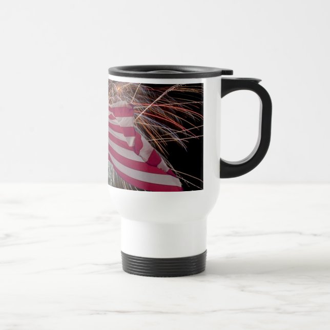 American Flag and Fireworks Travel Mug (Right)