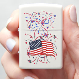American Flag and Fireworks Zippo Lighter