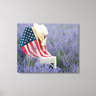 American Flag and Hat on Chair Canvas Print