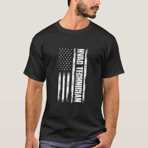 American Flag And Hvac Technician T_Shirt