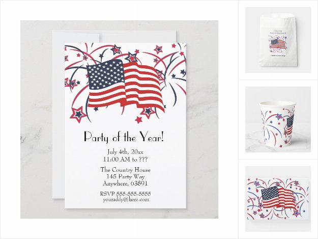 American Flag and July 4th Fireworks Party Things