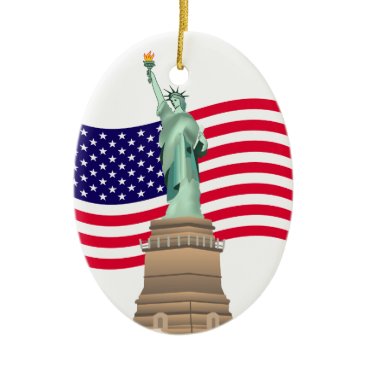 American Flag And Lady Liberty Ceramic Ornament American Flag And Lady Liberty Ceramic Ornament