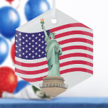 American Flag And Lady Liberty Glass Ornament at Zazzle