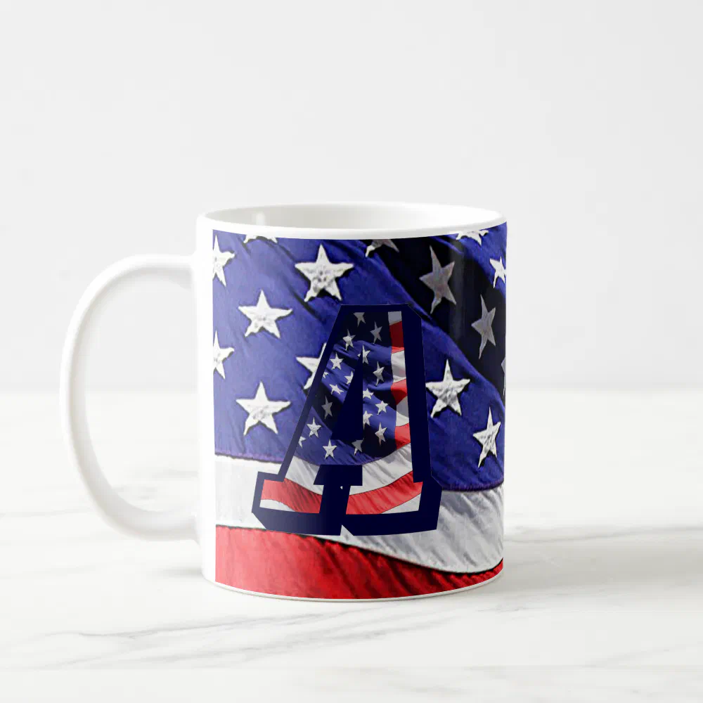 American Flag and Letter "A" on Both Sides Mug