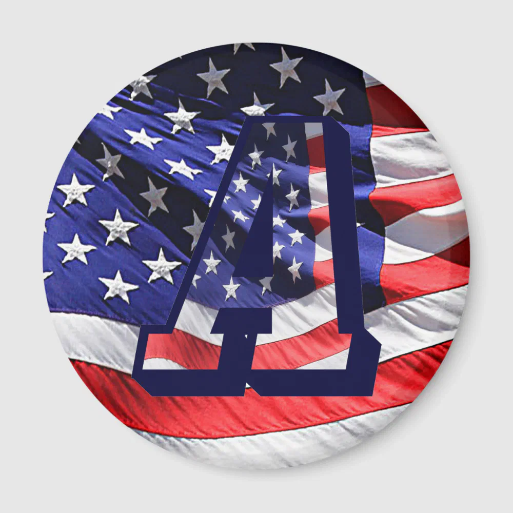 American Flag and Letter "A" Round Magnet