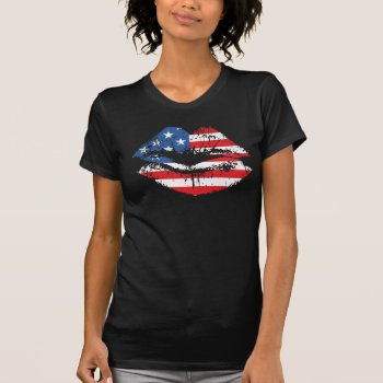 American Flag And Lips Tshirt Design For Women. by vargasbox at Zazzle