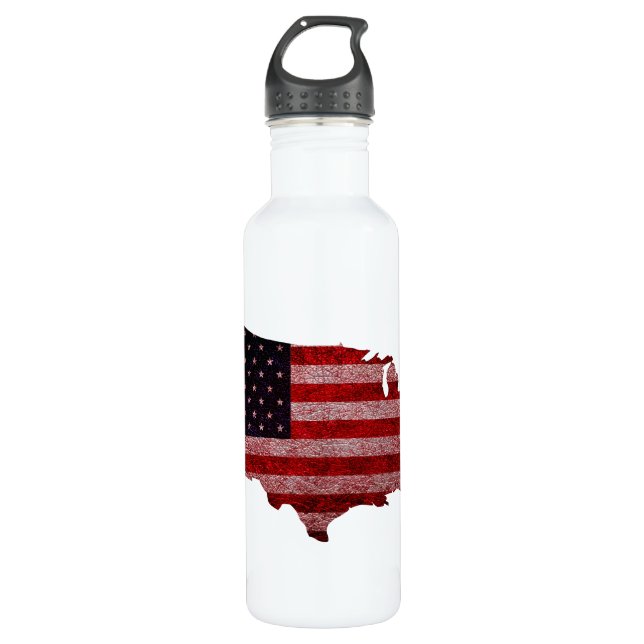 American Flag and Map #2 Water Bottle (Front)