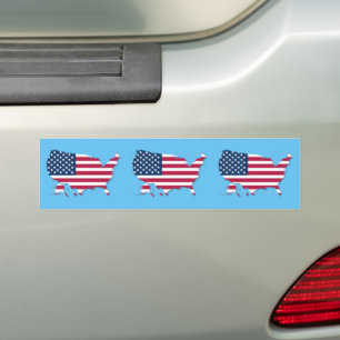 American Flag and Map Bumper Sticker