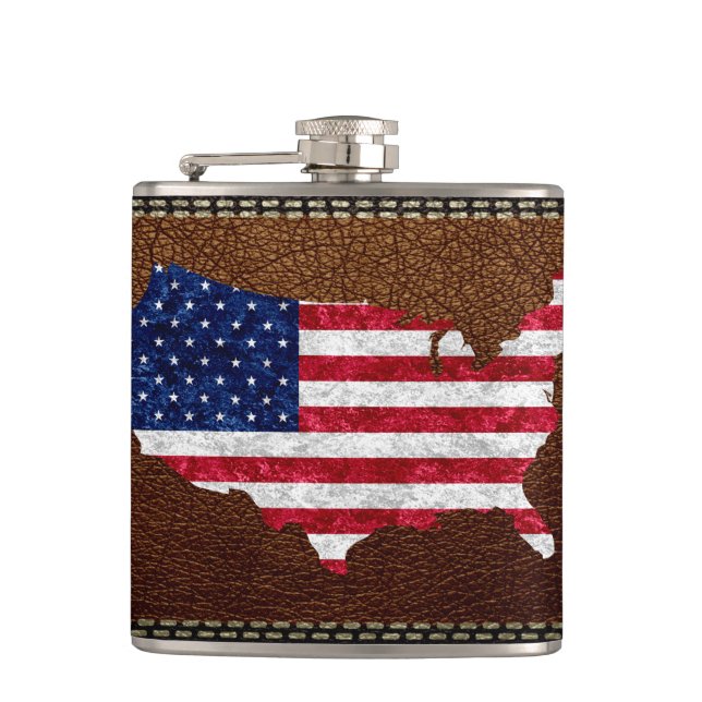 American Flag and Map Flask (Front)