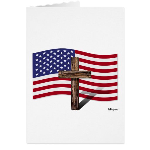 American Flag and Rugged Cross Card | Zazzle