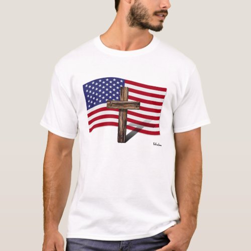 American Flag and Rugged Cross T_Shirt