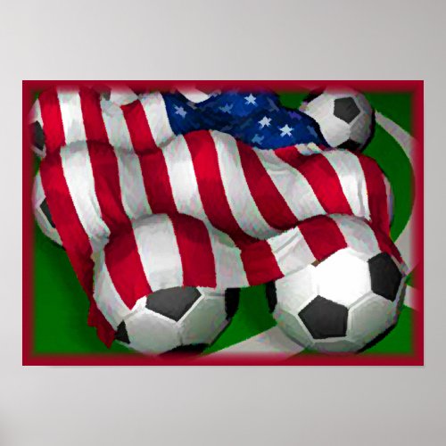 American Flag and Soccer Poster
