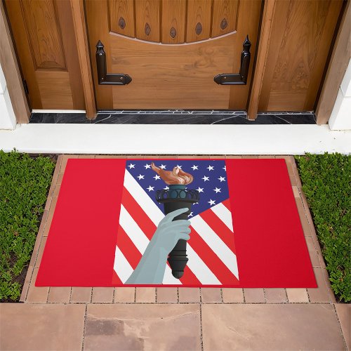 American Flag And Torch Doormat