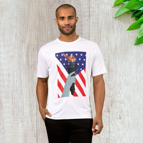 American Flag And Torch Mens Sport_Tek T_Shirt