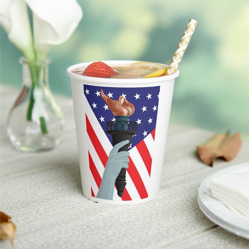 American Flag And Torch Paper Cups