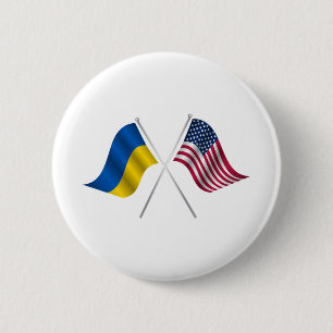 American flag and Ukrainian flag Button